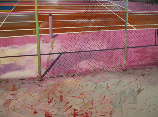 Kane and Lombard Tennis, Acrylic and Oil on Canvas, 74"x99" 2006